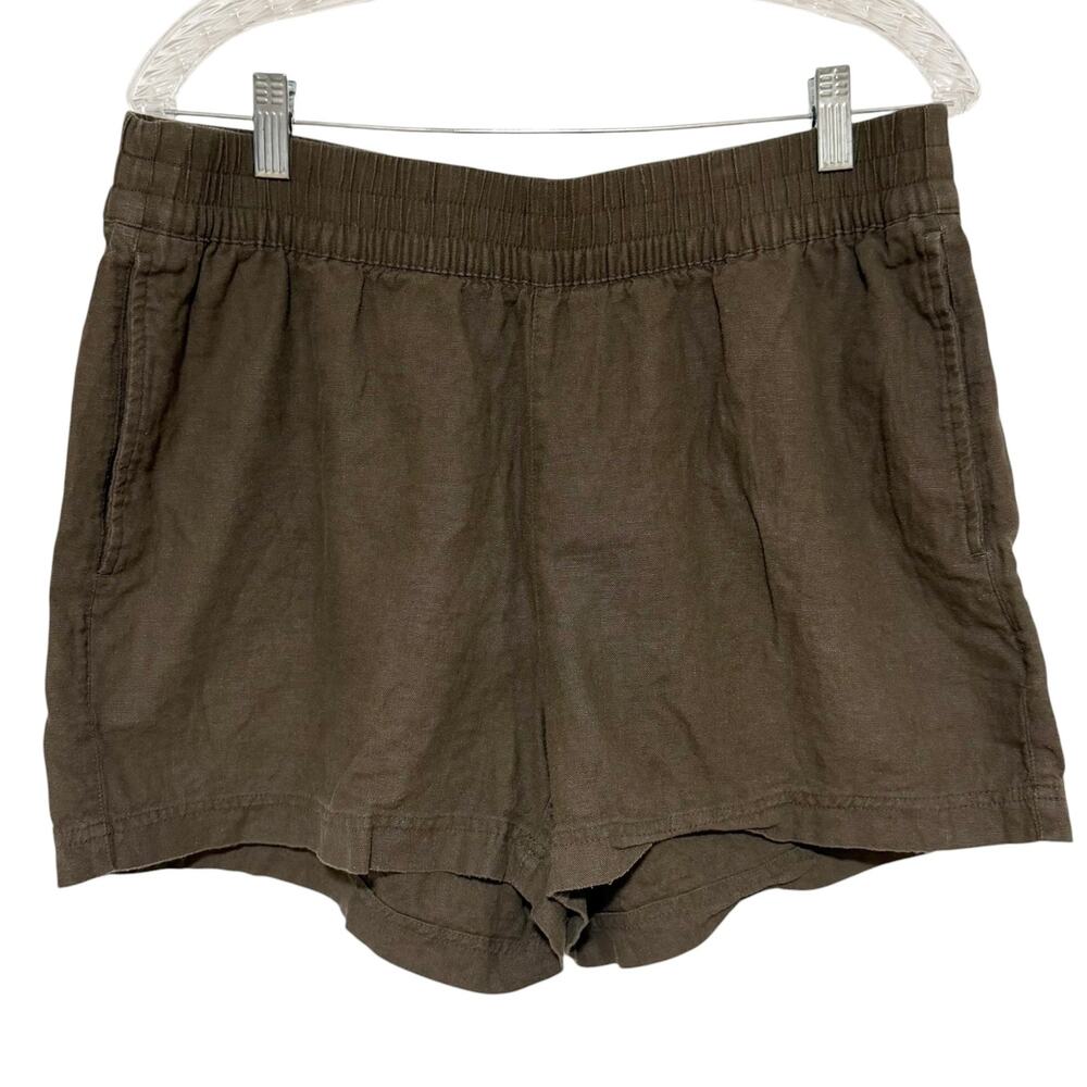 OLD NAVY Brown Linen Blend Shorts Size Large Comfort Waistband Casual Summer